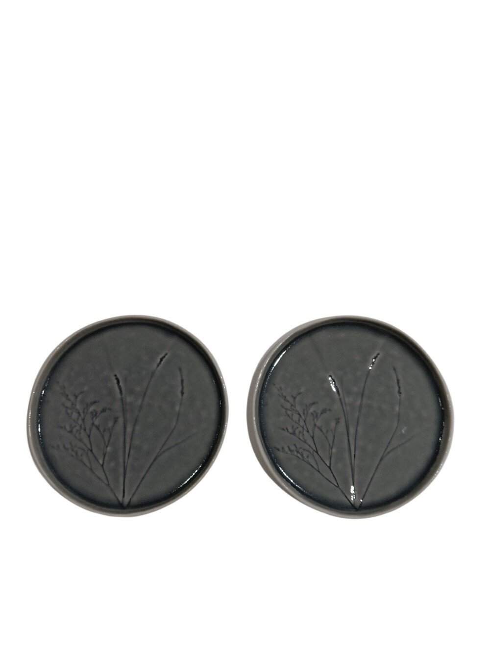 New Slate Grey Ceramic Dessert Plates Set Of 2